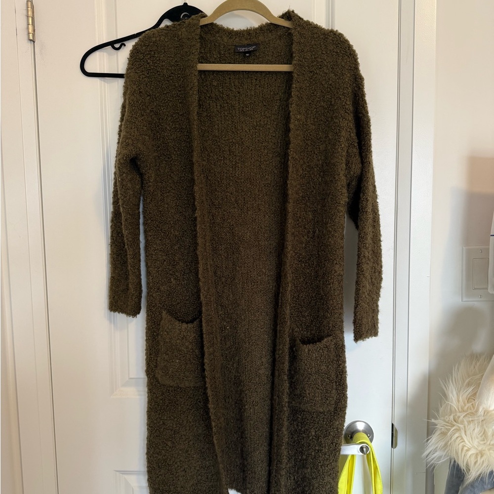 Topshop brand new Olive Green Open-Front Cardigan